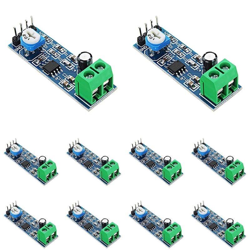 hiBCTR 10 - Piece Set of LM386 Mono Audio Amplifier Modules, 200x Amplification, 5V - 12V, 10K Adjustable - Image 1